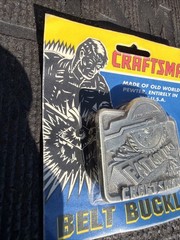 Rare Sears Craftsman Pewter « Eat My Dust » Tool Belt Buckle Silver 26489 USA Nos