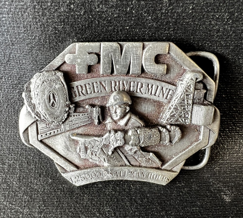 FMC Trona Mine Belt Buckle, Safety, Siskiyou, Limited #/650, Rare Green River WY