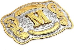 INITIAL (M) BELT BUCKLE LETTER COWBOY WESTERN RODEO TEXAS STAR HUGE BIG MEN USA