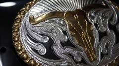 Crumrine Belt Buckle LONGHORN SKULL FLAMES C11168