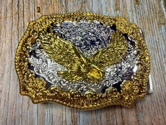 Western American Pride USA Bald Eagle Majestic Flying Two Tone Belt Buckle