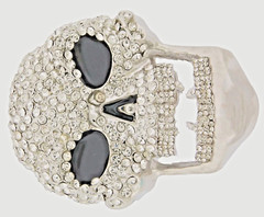 Bling Rock Skull Belt Buckle Halloween Party Costume Silver Metal Cosplay GOTHIC
