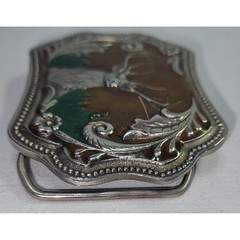 Vintage Inspired Stag Deer Belt Buckle Western Wildlife Green Forest Metal 2020