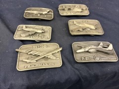 Vintage Buckle Connection Belt Buckles Military Aircraft Lot Of 6 WW2 Planes