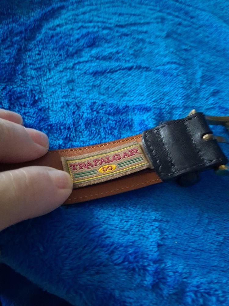 Trafalgar Black Leather Belt Size 38 With Brass Belt Buckle