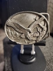 SISKIYOU Buckle Co USA 1983 A-15 Pewter Belt Buckle Mountain Eagle