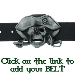 Pirate Skull & Sword Belt Buckle Metal Biker Pewter Style Halloween