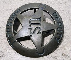 Vintage Brass Deputy US Marshall Round Star Belt Buckle Western Rustic Cowboy