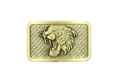 Tiger Head Rectangle Solid Brass Metal Belt Buckle