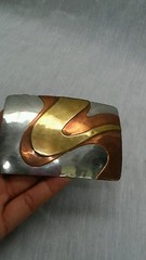 Unique vintage artisan studio Anna mixed metals modernist buckle