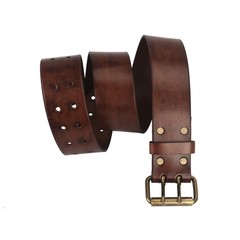 TOURBON Leather Belt 27-40 inch for Men with Double Prong 40-inch Long, Brown