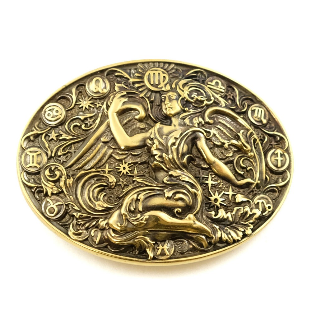 Virgo belt buckle, Virgin Horoscope Astrological Zodiac Sign solid brass buckle