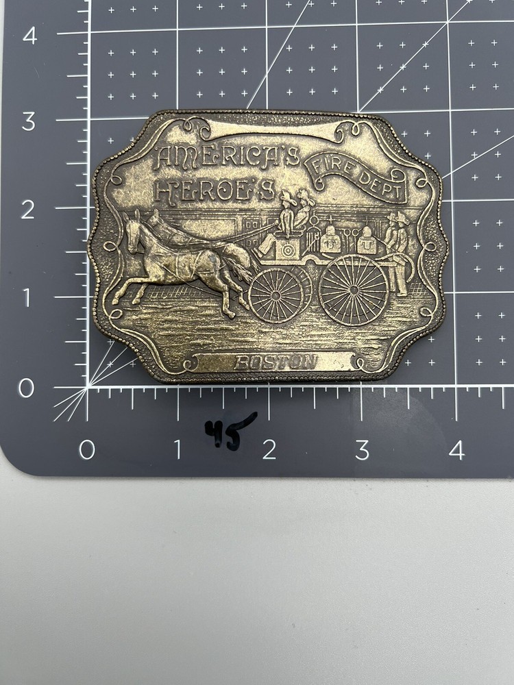 Vintage Americas Heroes Boston Belt Buckle Fire Department (45)
