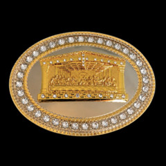 Bling Rhinestones Jesus Last Supper Gold Chrome Belt Buckle Buckles