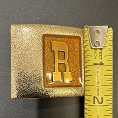 Lee Gold Tone Rectangular Logo Belt Buckle Raised R, Fits 1.5in Belt. 863