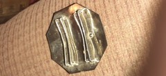 VINTAGE CHROME COLOR OLD SOLID LION&rsquo;S HEAD DOOR KNOCKER STYLE BUCKLE BELT