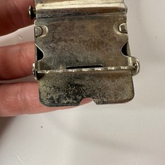 Vintage US Navy Belt Buckle Ready For Sea Enamel Crest Silver Tone Japan