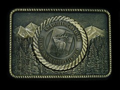 UE15133 *NOS* VINTAGE **NRA WHITTINGTON CENTER TROPHY ELK HUNT** BELT BUCKLE
