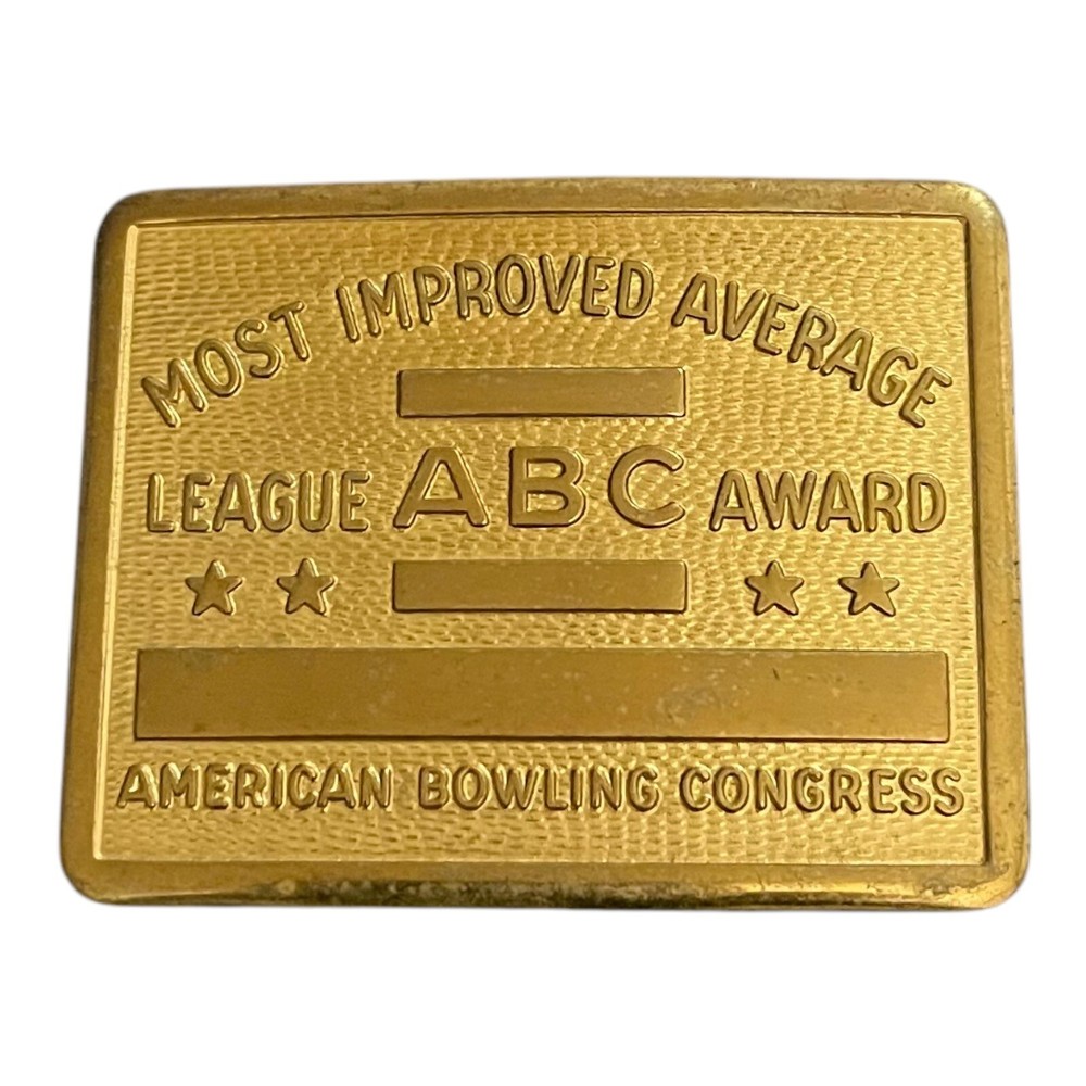 Vintage Belt Buckle American Bowling Congress Most Improved Average Award Blank
