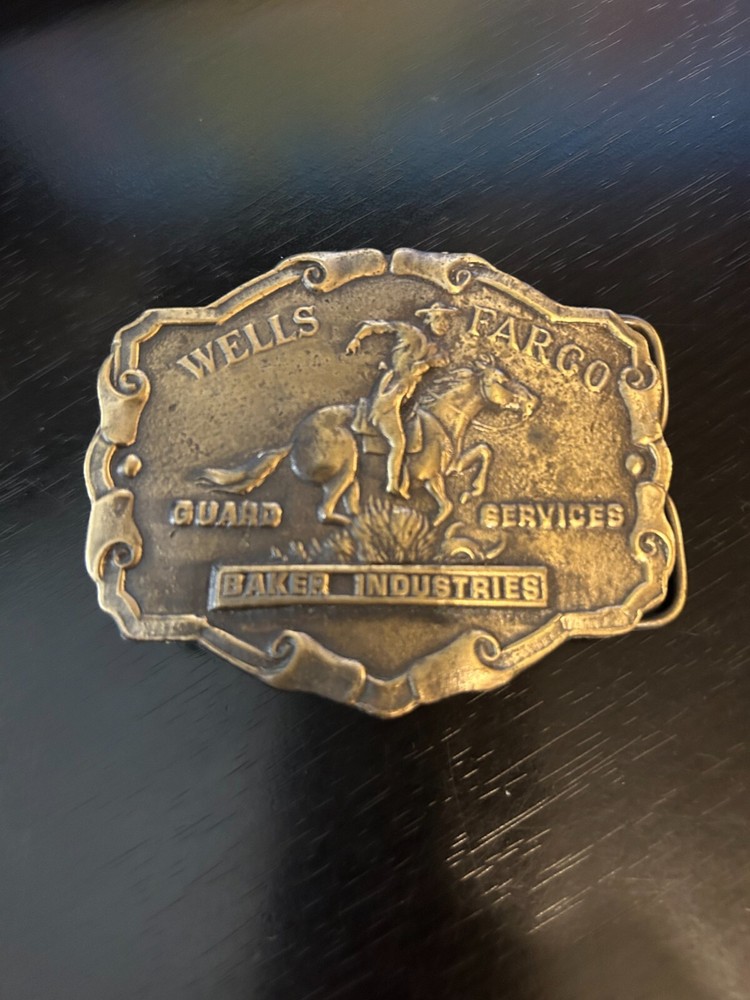 Vintage Collectible Wells Fargo Guard Services Bakers Industries Belt Buckle