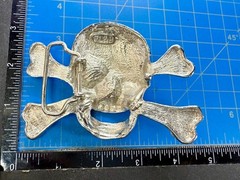 Pirate Skull Head Crossbones Red Clear Rhinestone Covered Costplay Belt Buckle
