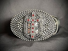 Handmade Oval Cross Belt Buckle Gothic Rock Metal Darren McNeese