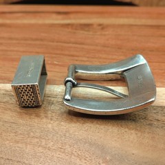 Western Textured Engraved Pattern Single Tongue Prong Cowboy Belt Buckle Set