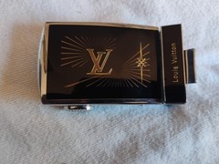 Rare vintage Men Louis Vuitton Rachet Belt Buckle black silver logo LV