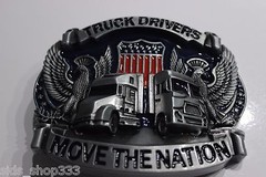 Truck Drivers « move the nation »Pewter Finish Metal/Enamel BELT BUCKLE kenworth m