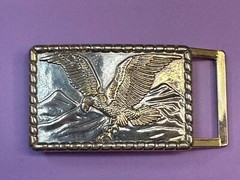 Patriotic Majestic American Eagle Vintage two tone rectangular Belt Buckle