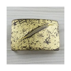 Destroyed Flag with Ripped Belt Buckle, Vintage Yellow, Industrial Style