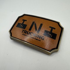 VTG TNT Trucking Williston North Dakota Belt Buckle Brass Tone Western Cowboy