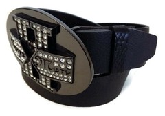 BOYZ 11 MEN BY WASHED UP HOLLYWOOD 1½” BLACK GLOSSY OVAL BELT BUCKLE W/CRYSTALS