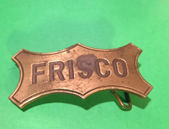 Vintage 1974 Frisco Railroad Belt Buckle Lewis Buckle Co Chicago Brass Frisco