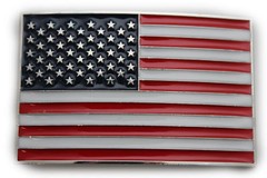 Men Belt Buckle Metal Silver United State America USA Flag Red Blue Soldier Army