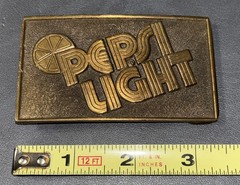 Vintage Rare Adezy Denver Pepsi Light Soda Pop 1976 Brass Belt Buckle Good Shape