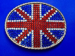 British Union Jack England British Flag Red Blue White Rhinestone Belt Buckle
