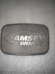 Vintage Pewter Removable Mens Belt Buckle (RAMSEY WINCH) 3.5&Prime;X 2.25&Prime; MADE IN USA