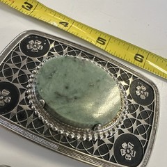 2 Vintage Gemstone Belt Buckles Polished Stone Inlay Western