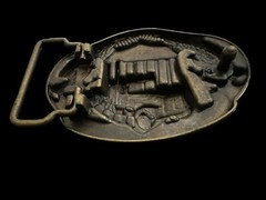 American York Trucker Belt Buckle Semi Truck Pewter Eagle Flag Zinc Collectible