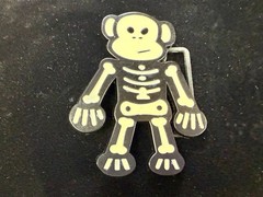 3D Skeleton Cartoon Style Cutout White Black Colored Fashion NOS Belt Buckle
