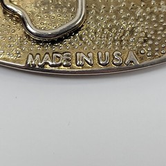 Vintage Western Belt Buckle American Eagle Real Enameled Feathers Made in USA