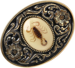 Belt Buckle for Men- Unique Luminous Stone Native American White 3D Scorpion Ani