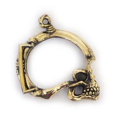 Skull with Thinking Big Brain Brass Belt Buckle