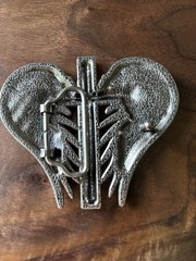 Western heart and Winged Cross Belt Buckle 3D