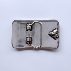Southwest Flower Cowgirl Silver w/ Gold Frame Metal Belt Buckle
