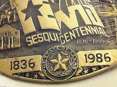 Very Rare Texas Sesquicentennial Belt Buckle Solid Brass Hand Carved Low Numbers