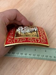 Western Buckle Gold Silver Red Horse Rider Cowboy Fit 2 » Hebilla Vaquero