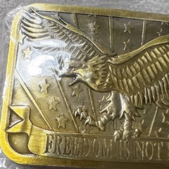 « Freedom Is Not Free » Brass Belt Buckle Eagle Stars 2014 Sponsor USA New