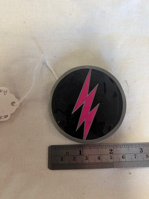 Lightning Bolt Belt Buckle Black Pink PEWTER 2002 NOS Great American Products